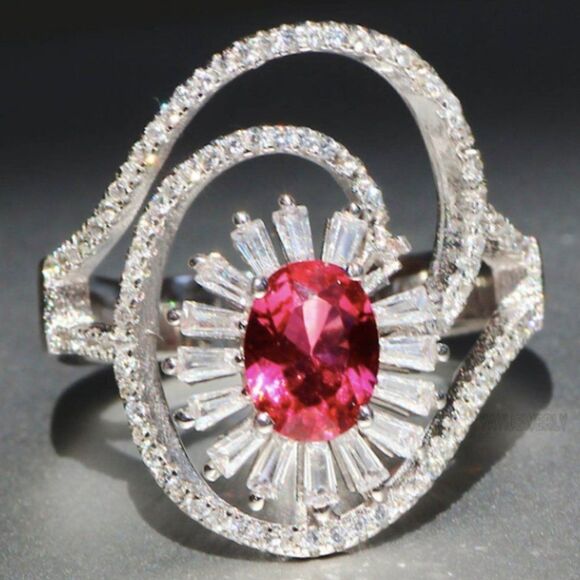 🔅🆕🔅 S925 Ruby Red Cocktail Statement Ring  ✨ - Picture 4 of 9